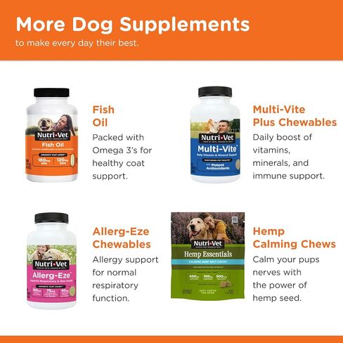 Nutri-Vet Hemp Hip & Joint مضغ ناعم للكلاب - مع الجلوكوزامين وMSM - نكهة زبدة الفول السوداني والعسل - 12.7 أونصة in Kuwait