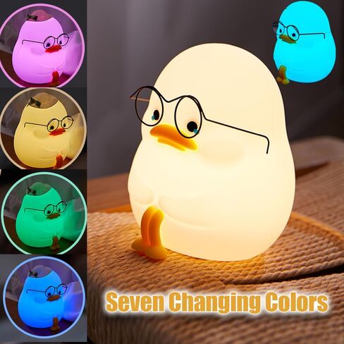 Sapouni Duck Light، ضوء ليلي من السيليكون مع 7 ألوان متغيرة، مصباح غرفة نوم 3 مستويات خافت للحضانة، مصباح لمس موقوت، مصباح حيوانات لغرفة النوم، تحكم باللمس، قابل لإعادة الشحن، ديكور منزلي، هدايا in Saudi Arabia