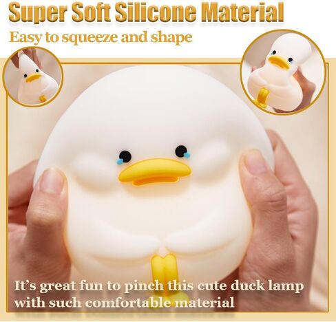 Sapouni Duck Light، ضوء ليلي من السيليكون مع 7 ألوان متغيرة، مصباح غرفة نوم 3 مستويات خافت للحضانة، مصباح لمس موقوت، مصباح حيوانات لغرفة النوم، تحكم باللمس، قابل لإعادة الشحن، ديكور منزلي، هدايا in Saudi Arabia
