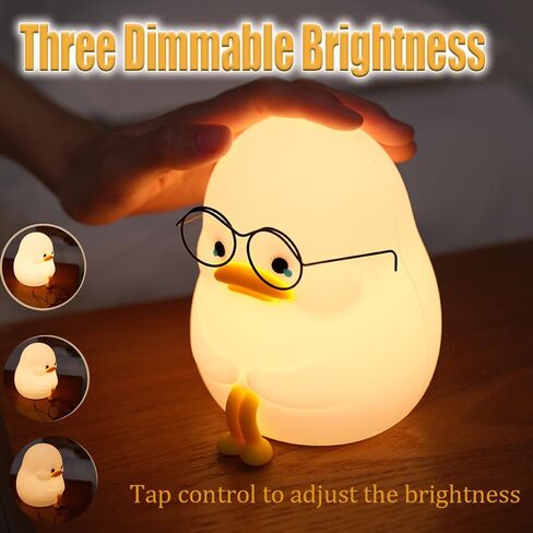 Sapouni Duck Light، ضوء ليلي من السيليكون مع 7 ألوان متغيرة، مصباح غرفة نوم 3 مستويات خافت للحضانة، مصباح لمس موقوت، مصباح حيوانات لغرفة النوم، تحكم باللمس، قابل لإعادة الشحن، ديكور منزلي، هدايا in Saudi Arabia