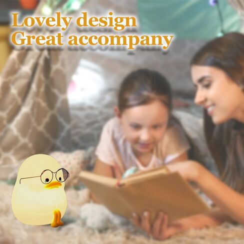 Sapouni Duck Light، ضوء ليلي من السيليكون مع 7 ألوان متغيرة، مصباح غرفة نوم 3 مستويات خافت للحضانة، مصباح لمس موقوت، مصباح حيوانات لغرفة النوم، تحكم باللمس، قابل لإعادة الشحن، ديكور منزلي، هدايا in Saudi Arabia
