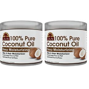 OKAY 100% COCONUT OIL for HAIR and SKIN in JAR 6oz / 177ml