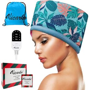 VICARKO Hair Steamer Thermal Heat Cap Deep Conditioning Natural Black Hair Scalp Treatment Spa Hot Head Care Electric for Home Use, 10 Temperature Settings, 118" Power Cord