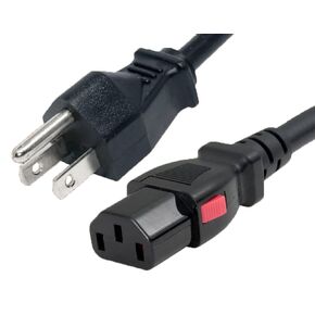 3-Conductor AC Power Cord 18 AWG NEMA 5-15P to C13 (Auto-Locking) SVT Jacket 6 Feet Black