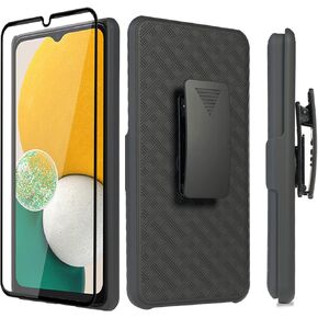 Ailiber Compatible with Samsung Galaxy A13 5G Case, Galaxy A13 5G Holster with Screen Protector, Swivel Belt Clip, Kickstand Holder, Slim Shockproof Shell Slide Pouch Phone Case for Galaxy A13-Black