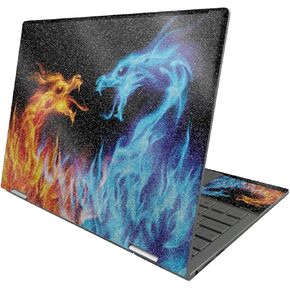 MightySkins Glossy Glitter Skin Compatible with HP Envy x360 13" (2022) - Dueling Dragons | Protective Durable High-Gloss Glitter Finish | Easy to Apply Remove and Change Styles | Made in The USA