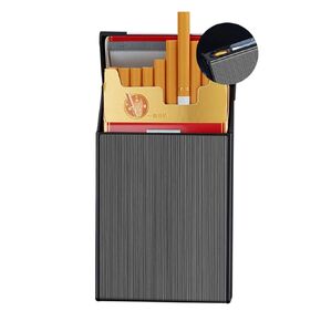 Cigarette Case with Lighter Cigarettes Box Portable 20pcs 100's Slim Cigarettes USB Lighters 2 in 1 Rechargeable Flameless Windproof Electric Lighter (Silver)