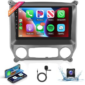8 Core 6G+128G Android Car Stereo for Chevy Silverado/GMC Sierra 2014-2018 Wireless Carplay Android Auto Car Radio 10.1'' Touch Screen Head Unit GPS Mirror Link Bluetooth SWC FM/RDS WIFI Backup Camera
