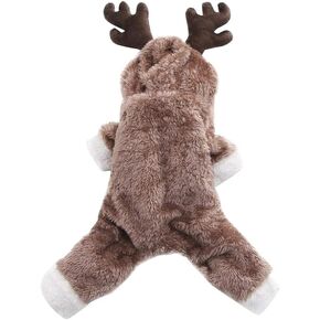 Dog Hoodies Christmas Reindeer Cosplay Outfit Dog Winter Sweatshirt Pet Apparel Dresses for Winter Cute Cartoon Elk Pet Costume Pet Dog Clothes Pet Outfits Soft Dog's Clothes