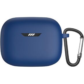 Case for JBL Tune Buds Wireless Earbuds Silicone Material Shockproof Unique Portable Protective Cover with Carabiner (Black)