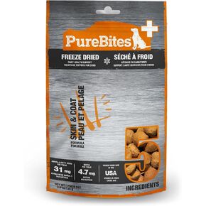 PureBites+ Skin & Coat Freeze Dried Dog Treats, 5 Ingredients, Made in USA, 3oz