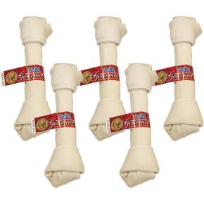 Cadet 5 Pack of Natural Rawhide Knotted Bones for Dogs, 10 to 11 Inch