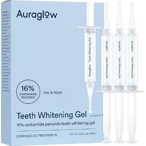 Auraglow Teeth Whitening Gel Syringe Refill Pack, 35% Carbamide Peroxide, 30 Whitening Treatments, (3) 5mL Whitening Gel Syringes