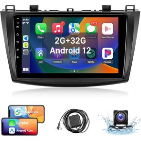 Leadfan Car Stereo for Mazda 3 2009-2013 Radio Upgrade with Wireless CarPlay Android Auto, 9 Inch Touchscreen in-Dash Bluetooth WiFi GPS Navigation MirrorLink SWC Units +Backup Camera