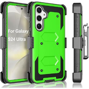 Galaxy S24 Ultra Case, S24 Ultra 5G Holster Clip, Tekcoo [Tshell] Shock Absorbing Heavy [Kickstand Locking Belt] Swivel Defender Full Body Cover for Samsung S24 Ultra 5G Blue [No Screen Protector]