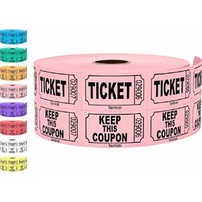 Tacticai 1000 Pink Raffle Tickets, Double Roll, Ticket for Events, Entry, Class Reward, Fundraiser & Prizes