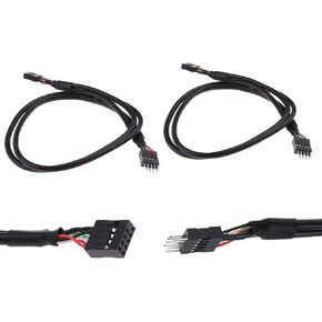 MEIRIYFA USB Header Extension Cable, USB 2.0 9-Pin Male to 9-Pin Female Internal Motherboard Header Cable for USB Ports, Expansion Cards and Motherboard Ports 20.3 inches（2 Pack