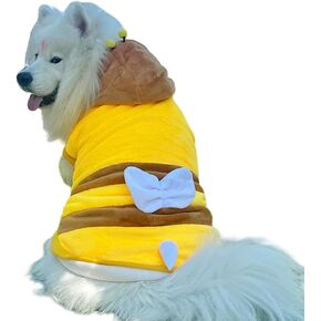 Dog Bee Costume for Medium Large Dogs,Funny Clothes Cartoon Costume for Halloween Christmas,Winter Warm Pet Hoodie Pajamas Coat (Yellow, 6XL)