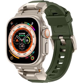 Rubber Bands Compatible with Apple Watch Ultra 2/Ultra Band 49mm 45mm 44mm 42mm for Men Women,Designer Rugged Durable Silicone Strap with Metal Connector for iWatch Series 9 8 7 6 5 4 3 2 1 SE in Kuwait
