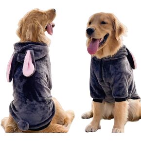 Large Dog Rabbit Costume,Halloween Easter Bunny Costume Party Outfits for Medium Large and Extra Large Dog,Winter Clothes Pajamas for Labrador Bulldog (Grey, 6XL)