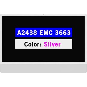 24.0" Screen Replacement for iMac A2438 M1 2021(4-Ports) EMC 3663 MGPC3xx/A MGPD3xx/A MGPF3xx/A 4480X2520 4.5K LCD Display Digitizer Assembly 661-16575 (Silver)