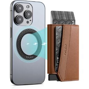 VULKIT Magnetic Pop-Up Wallet for Max. 8 Cards, Phone Card Holder Wallet Compatible with iPhone 12 Serie or Higher, Includes Magnetic Ring, Packed in Gift Box, Ideal for Men's Gift, Black