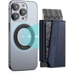 VULKIT Magnetic Pop-Up Wallet for Max. 8 Cards, Phone Card Holder Wallet Compatible with iPhone 12 Serie or Higher, Includes Magnetic Ring, Packed in Gift Box, Ideal for Men's Gift, Black in Kuwait