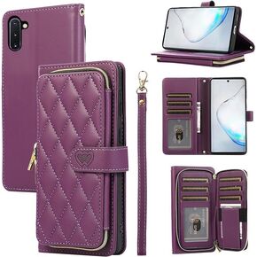 Wallet Case for Samsung Galaxy S24 Ultra 6.8 inch with Zipper Card Holder & Shoulder Strap & Wrist Strap, Crossbody Purse Handbag Stylish Protective Cover for Galaxy S24 Ultra -Black