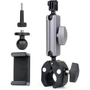 SOONSUN Super Clamp Mount with Dual 360° Rotation Ballhead Magic Arm Bike Motorcycle Handlebar Pole Mount for GoPro, Insta360, AKASO, DJI Osmo Action Camera, DSLR, Digital Camera