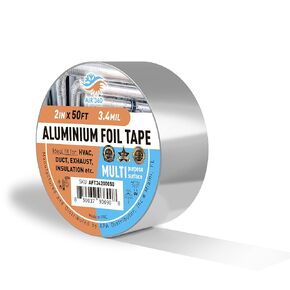 Heavy Duty 2" x100 ft Aluminum Foil Tape for HVAC and Pipe Repair - 2 Inch Heat Resistant Duct Tape for Air Conditioner Sealing, Waterproof, High Temp Insulation, and Ventilation Ducts