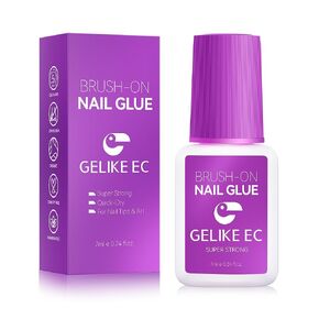 Gelike EC Strong Adhesive Nail Glue - Brush On Nail Glue for Acrylic Nails Tips, Press On Nails, Quick-Drying Nail Bond, Super Durable & Long-Lasting for Broken Nail, False Nail Tips, Nail Salon