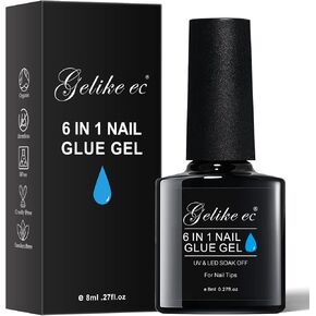 Gelike EC Strong Adhesive Nail Glue - Brush On Nail Glue for Acrylic Nails Tips, Press On Nails, Quick-Drying Nail Bond, Super Durable & Long-Lasting for Broken Nail, False Nail Tips, Nail Salon