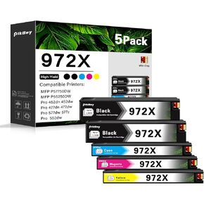 972X High Yield Ink Cartridges (5-Pack, 2Black/1Cyan/1Magenta/1Yellow) - Compatible 972 972X Ink Cartridge Replacement for HP Pagewide MFP P57750DW Pro 452dn 452dw 552dw 477dw 577dw Printer