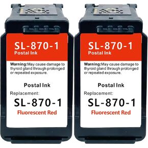 SL-870-1 XXL Fluorescent Red Ink Cartridge Compatible for PB New SendPro Mailstation Postage Meter (CSD1) - 2 Pack(18ML) 18ML