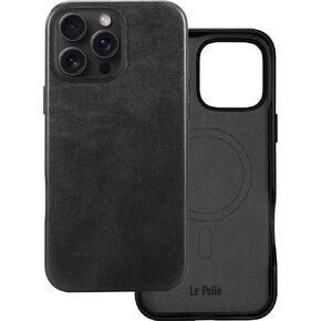 Handcrafted Premium Italian Leather Case for iPhone 16 Pro Max - Compatible with Magsafe - Two-Tone Effect with Unique Patina Over Time - Cocoa Brown