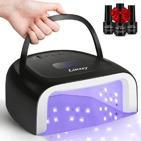 60W Rechargeable UV LED Nail Lamp, Faster Wireless Nail Dryer Gel Polish Light 42 Beads & Portable Handle, Professional Curing Lamp For Fingernail and Toenail, Auto Sensor & Quick Dry Nail Machine