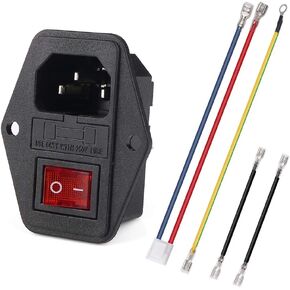URBEST Inlet Module Plug 5A Fuse Switch Male Power Socket w Switch Plug 10A 250V 3 Pin IEC320 C14 Connected Terminal Crimps and Wires