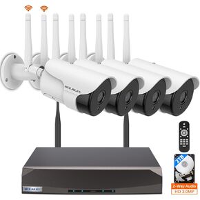 【130° Wide-Angle & 2-Way Audio】 Outdoor Wireless Security Camera System, WiFi Video Surveillance, Home Security Cameras NVR