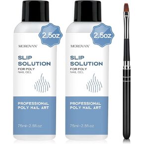 Morovan Poly Gel Slip Solution - 4oz Slip Solution for Poly Gel Nails Nail Anti-Stick Extension Gel Slip Solution Kit with Base Coat Top Coat Nail Cleaner Dual Nail Forms Nail Tips Clip Cup Poly Gel Slip Solution Liquid for Poly Gel Nail Kit Nail Slip Sol