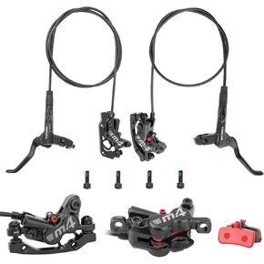 MEROCA M4 Four Piston Mountain Bike Hydraulic Disc Brakes,Left Front 800mm Right Rear 1400mm Hydraulic Brake Pair With is/PM Adapter For 160mm Rotor.