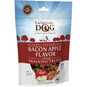 Exclusively Dog Chewy Training Treats Bacon Apple Flavor Grain Free Gluten Free, Made in The USA, 6 oz.
