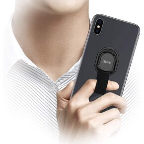 Magnetic Phone Ring Holder, Removable Ergonomic Finger Loop Kickstand with Magsafe, Phone Gripper for Back of Phone Cases, Compatible with Magnet Car Mount and Wireless Charging