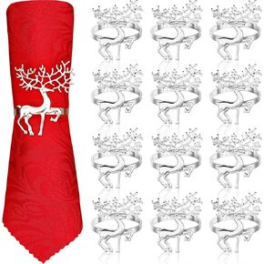 WILLBOND Christmas Napkin Rings Holders Deer Napkin Rings for Christmas Dinners Parties, Wedding Adornment, Table Decor for Christmas and Home Kitchen Dining Table Linen Accessories (Gold, 6)