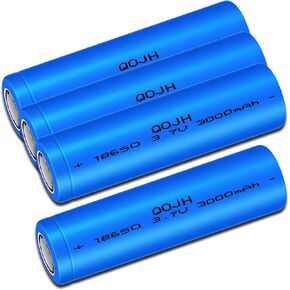 18650 Rechargeable Battery, 4Pack 3.7v Lithium ion Battery 18650 3000mAh for Headlamp, LED Flashlight, Solar Lights, Toy, Mini Fans etc (Flat Top)