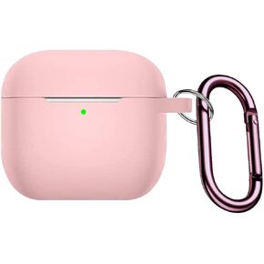 SaharaCase Silicone Case for Apple AirPods 3 (2021 3rd Generation) [Rugged] Full Body Protection Antislip Grip Slim with Keychain (Pink)