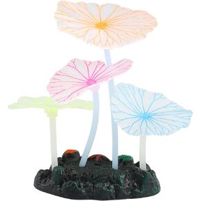 VOCOSTE 1 Set Glowing Silicone Simulation Plant, Silicon Glow Plant for Fish Tank Landscape Decoration, Multicolor, 3.74"x2.76"x1.30"