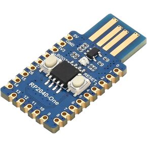 waveshare RP2040-One Microcontroller Development Board Type-A 4MB Flash Pico-Like MCU Board Based on Raspberry Pi RP2040,PCB USB-A Port,Support C/C++,MicroPython