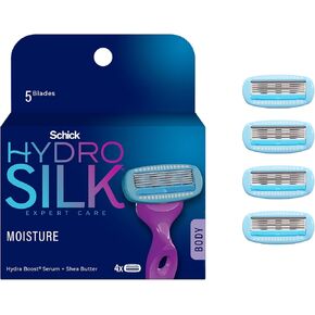 Schick Hydro Silk Moisturizing Razor Blade Refills for Women with Shower Hanger, 4 Count