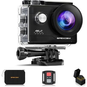 Apexcam Action Camera 4K Sports Camera 20MP 40M 170°Wide-Angle WiFi Waterproof Underwater Camera with 2.4G Remote Control 2 Batteries 2.0'' LCD Ultra HD Camera with Mounting Accessories Kit