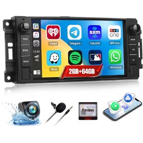 2G+64G Car Stereo Radio for Jeep Wrangler JK Grand Cherokee Compass Dodge Charger Ram 1500 with Wireless CarPlay Android Auto 7'' Android Touch Screen Car Radio with GPS Bluetooth WiFi Backup Camera in Saudi Arabia